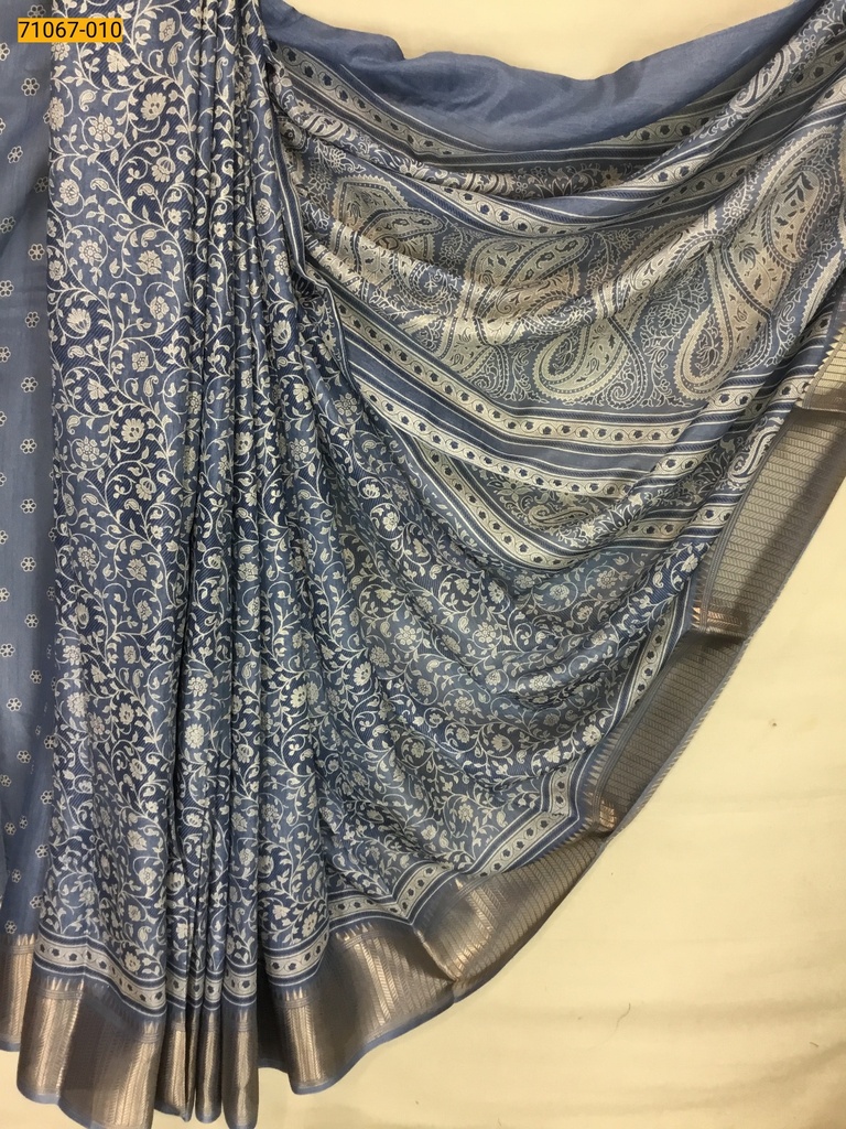 Fancy choco silk printed sarees