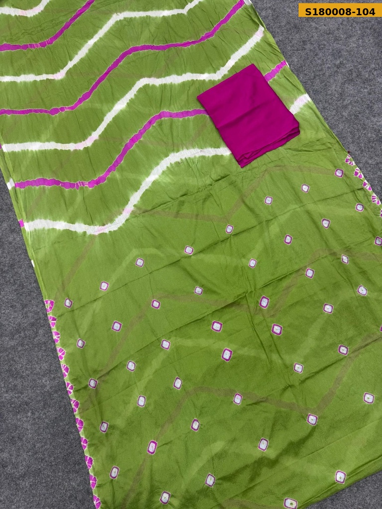 Fancy Chinnon Hand Bandhej Saree