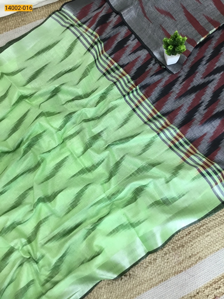 [14002-016] Ikkat Linen Cotton Saree