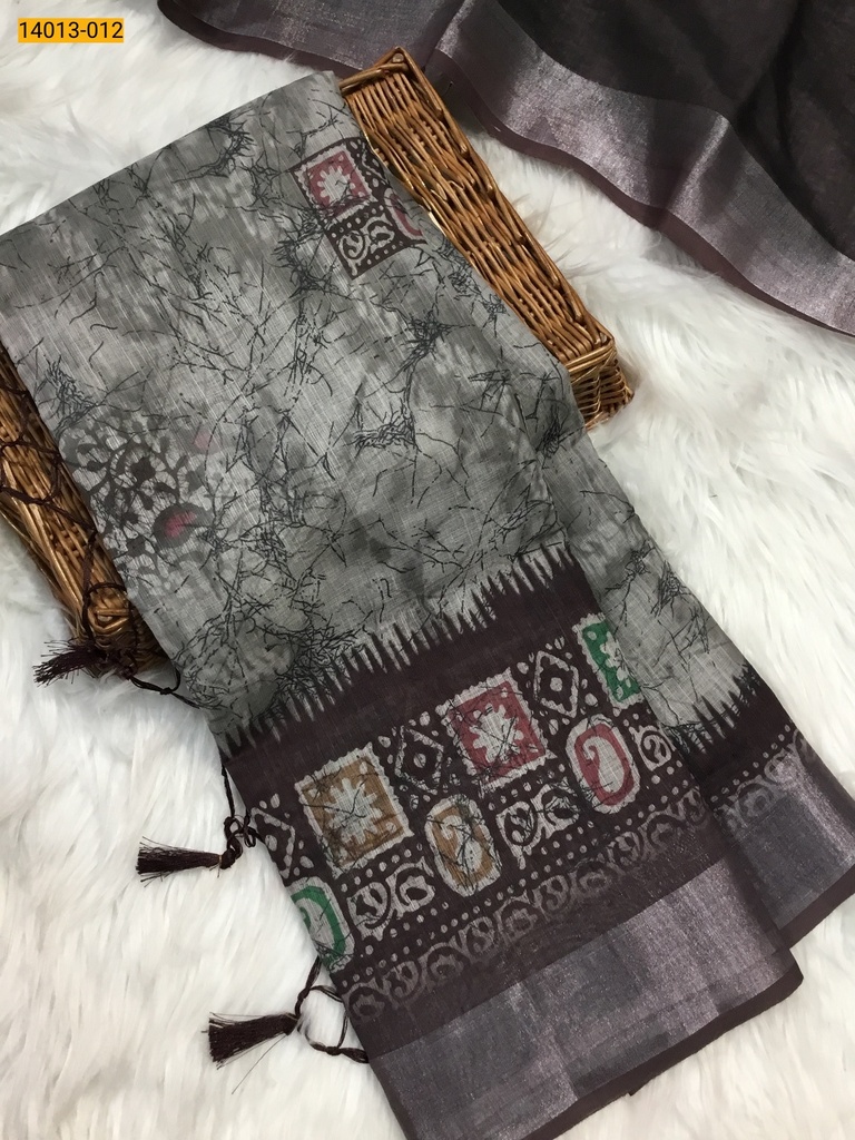 [14013-012] Linen Cotton Saree (14013-012)
