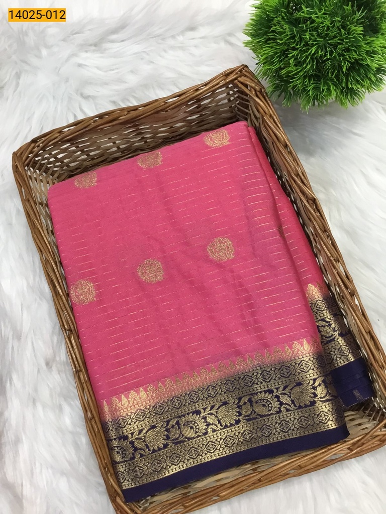 [14025-012] Mysore Crepe Silk Checked Butta Saree (14025-012)