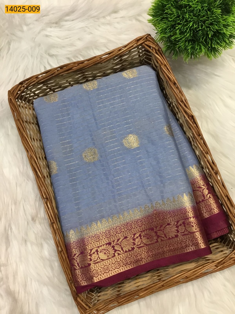 Mysore Crepe Silk Checked Butta Saree