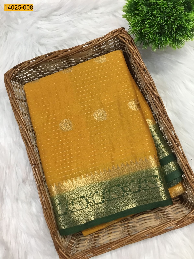 Mysore Crepe Silk Checked Butta Saree