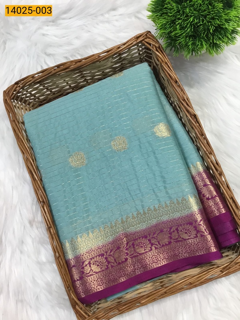 Mysore Crepe Silk Checked Butta Saree