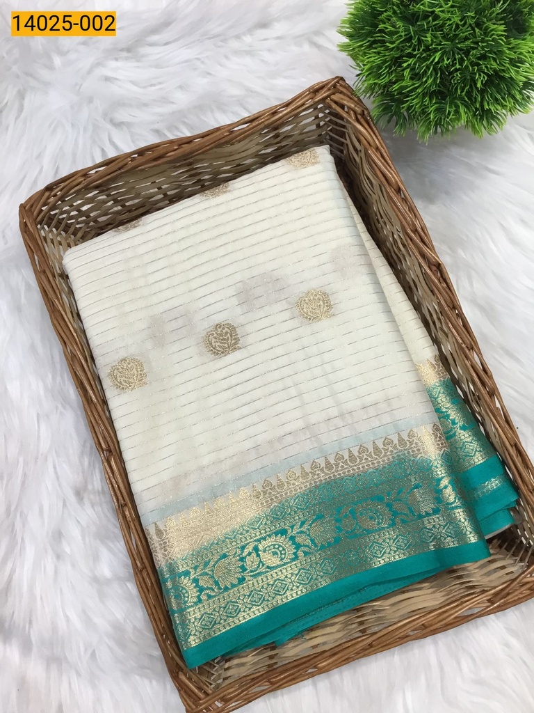 Mysore Crepe Silk Checked Butta Saree