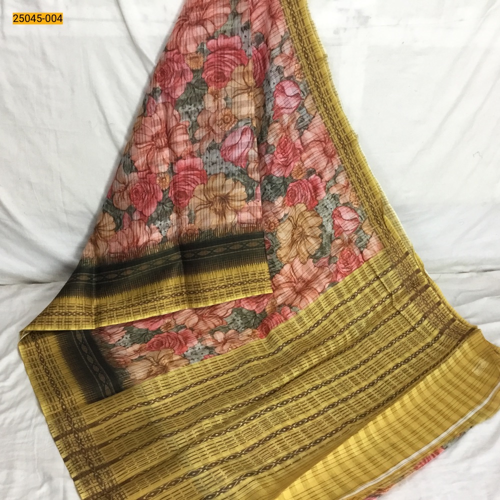 [25045-004] Digital Brasso Fancy Linen Silk Saree (25045-004)