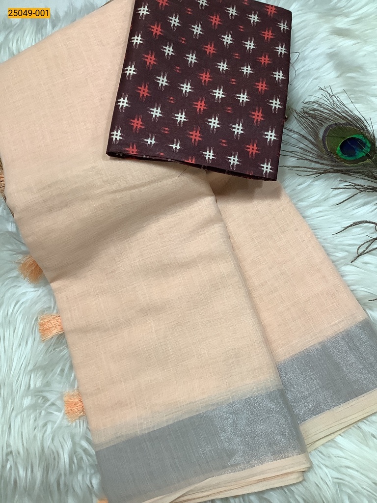 [25049-001] Linen Cotton Saree