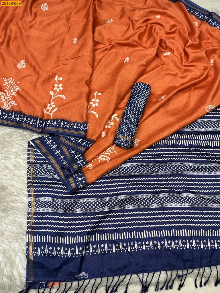 [25108-009] Fancy Soft Linen Silk Saree (25108-009)