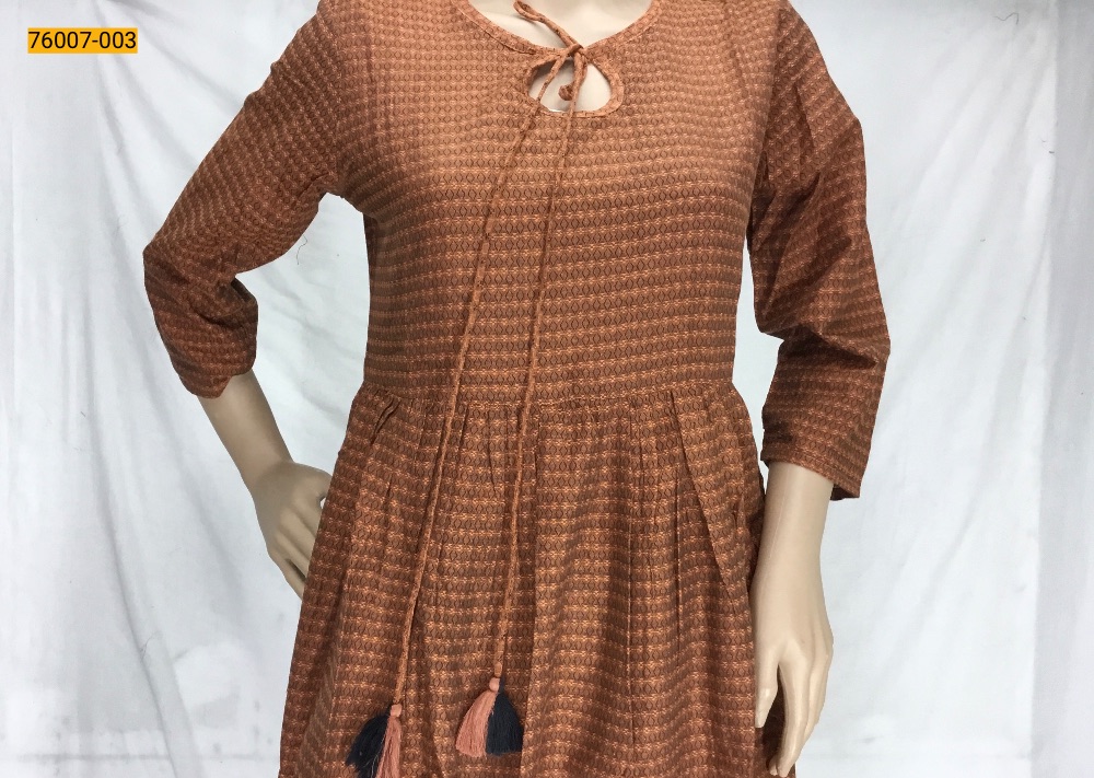[76007-003-L] Rayon Dyed Cotton Kurti
