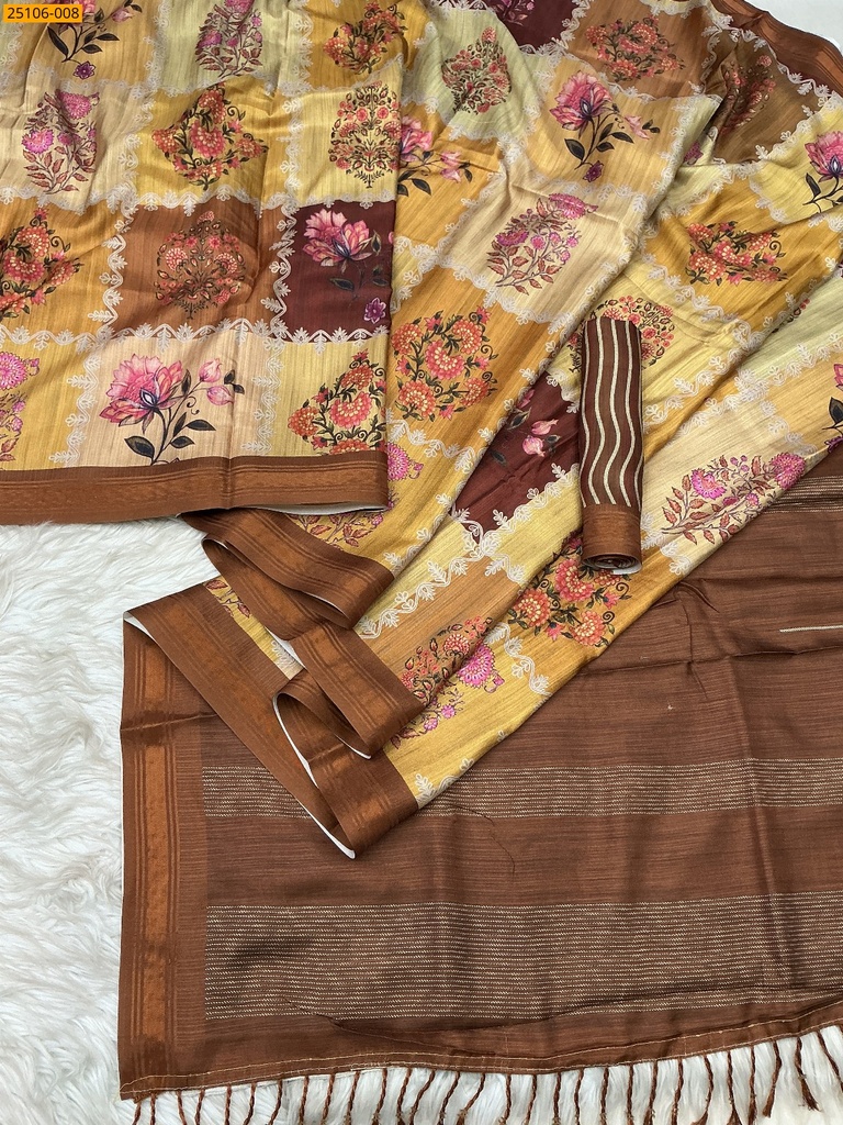 [25106-008] Fancy birford silk printed sarees (25106-008)