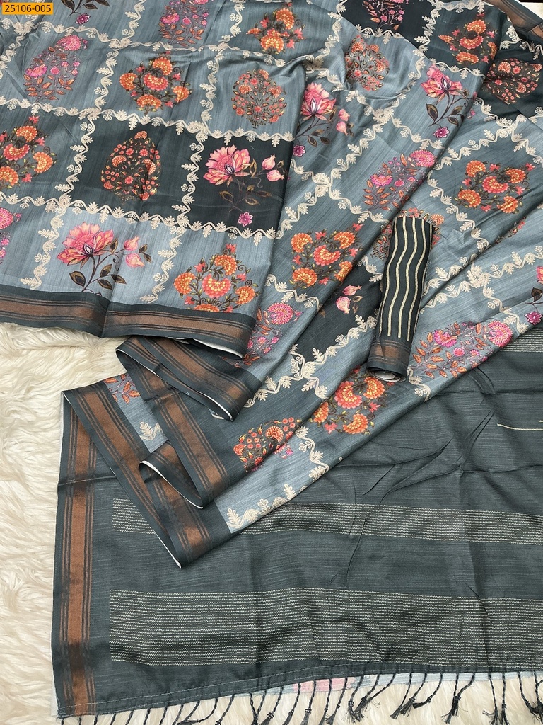 Fancy birford silk printed sarees