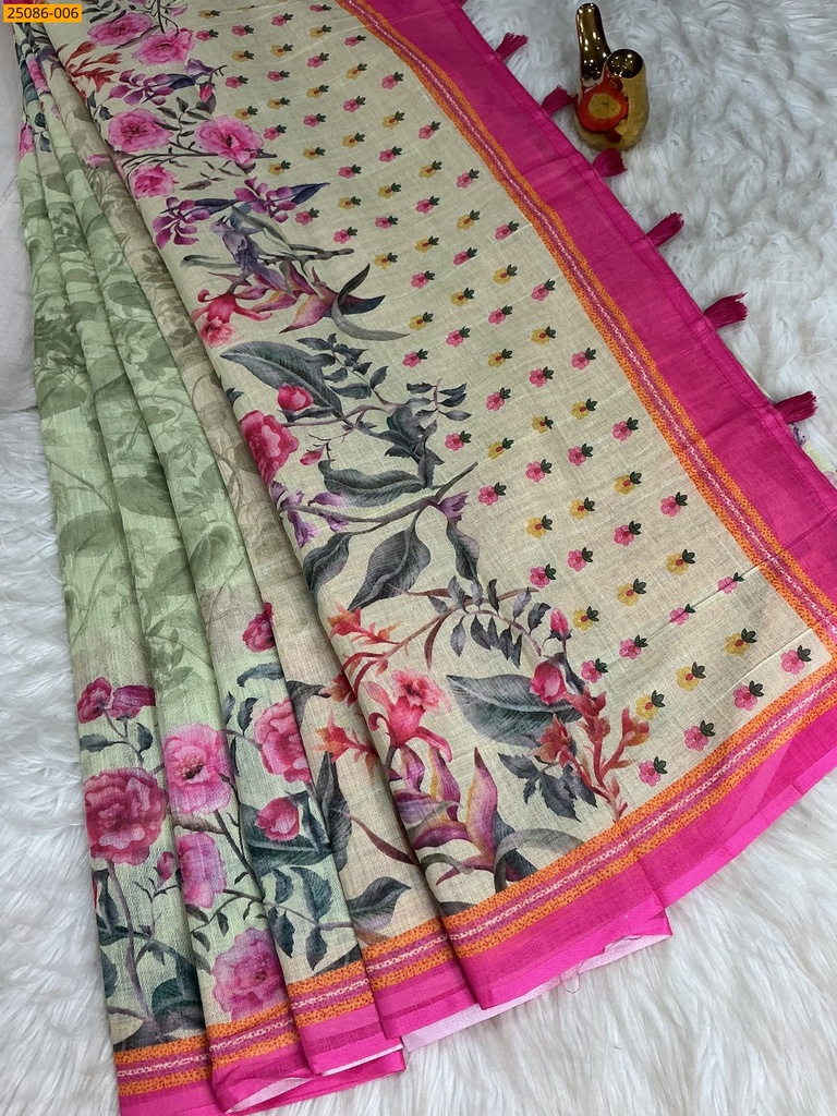 Fancy Linen floral printed saree