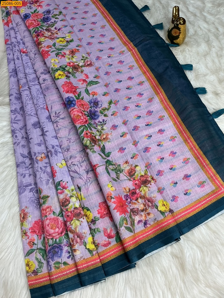 Fancy Linen floral printed saree