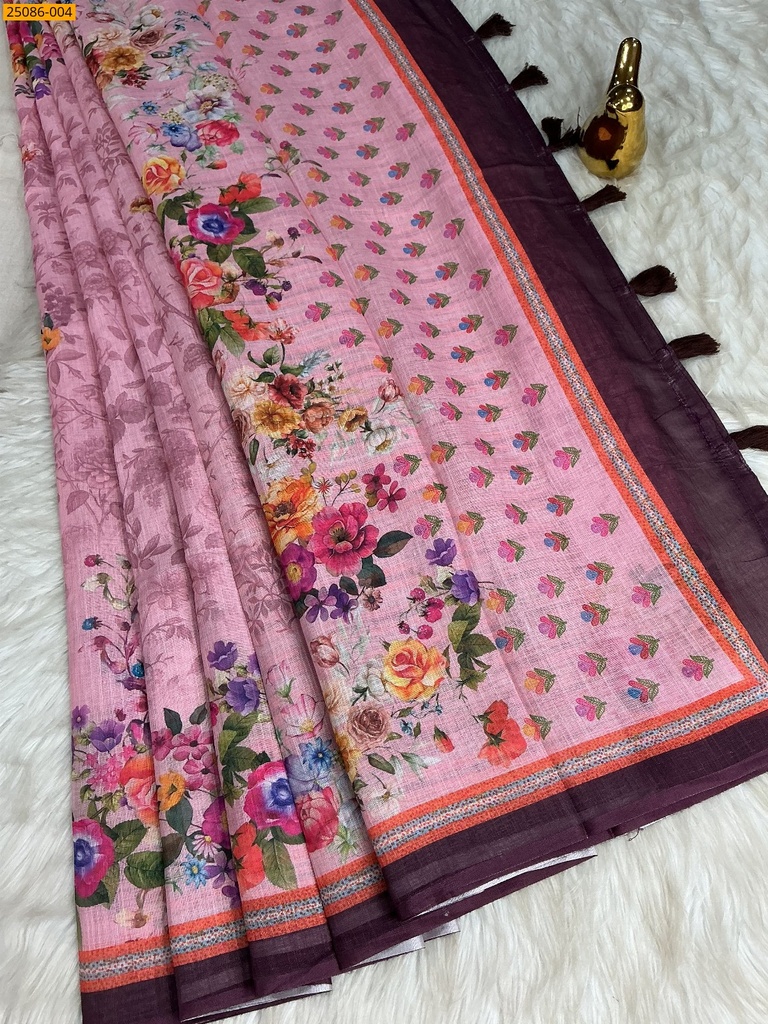 Fancy Linen floral printed saree