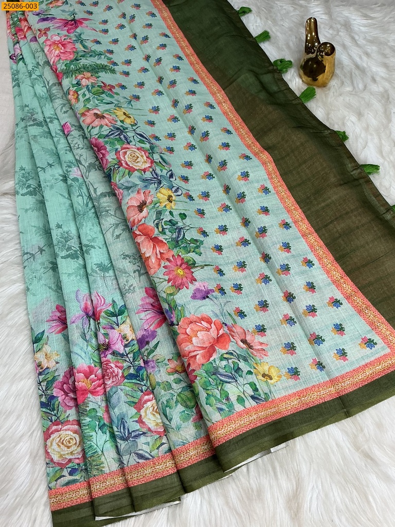 Fancy Linen floral printed saree
