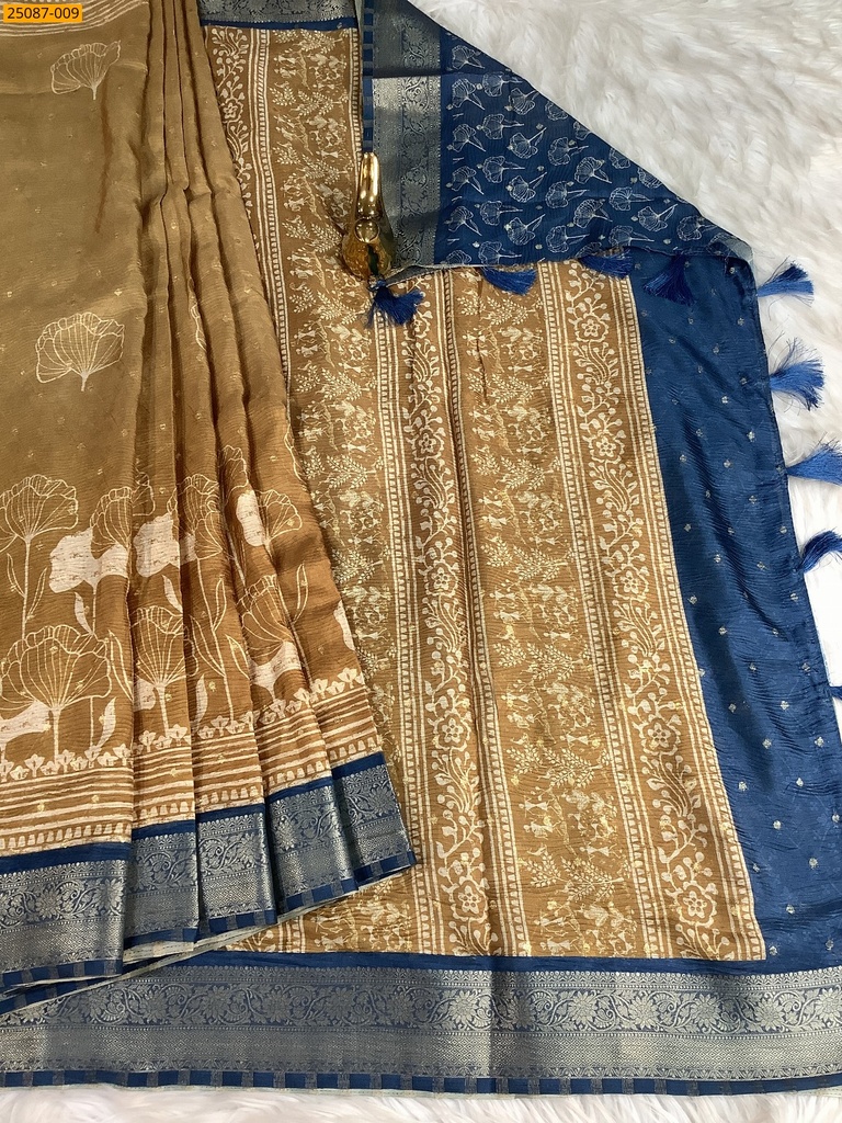 [25087-009] Fancy Crush Silk Saree (25087-009)