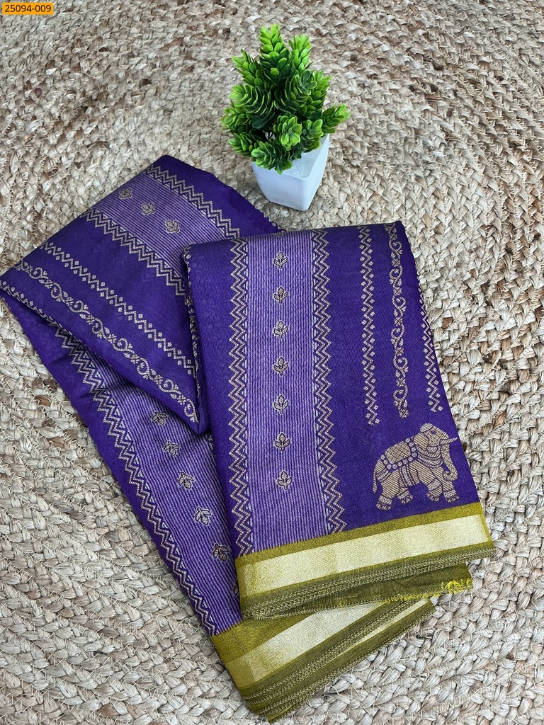 [25094-009] Fancy mulmul silk Saree