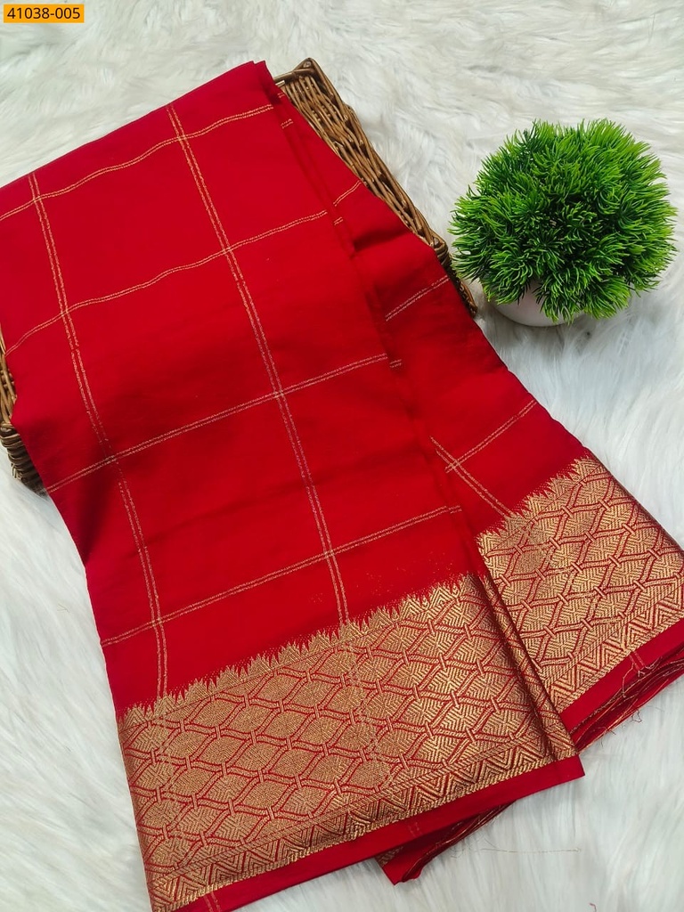 Viscose Warm Crepe Silk checked Saree