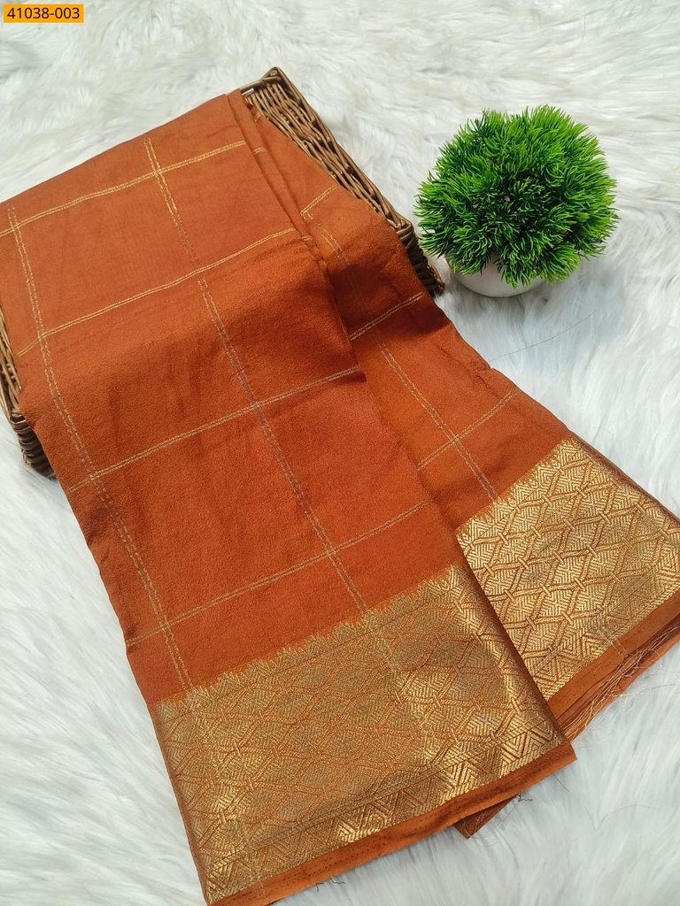 Viscose Warm Crepe Silk checked Saree