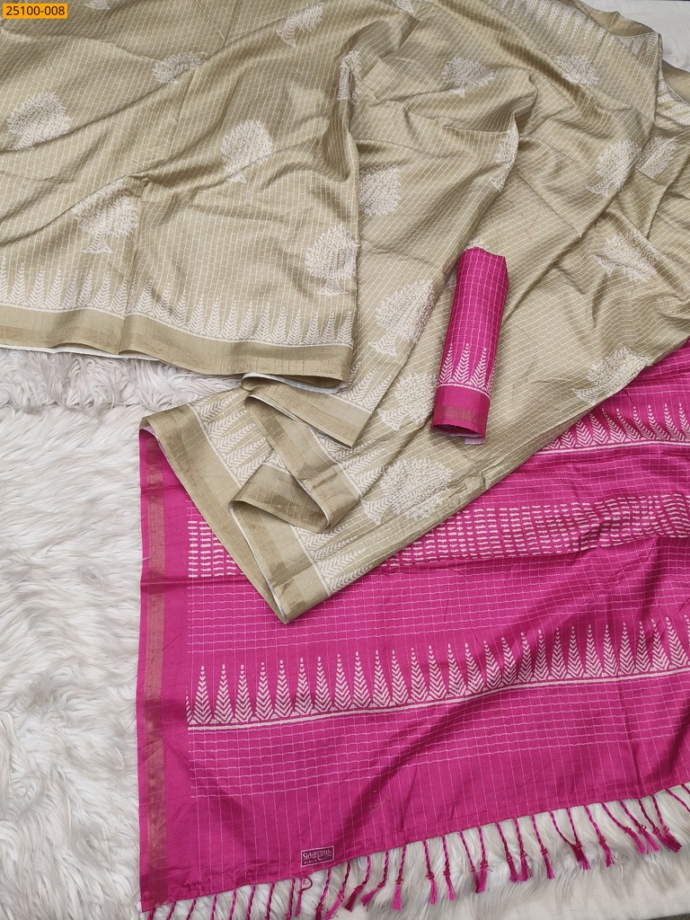 [25100-008] Fancy Tira silk printed sarees (25100-008)