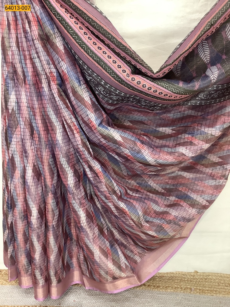 [64013-007] Fancy Digital Printed Tissue Silk Saree (64013-007)