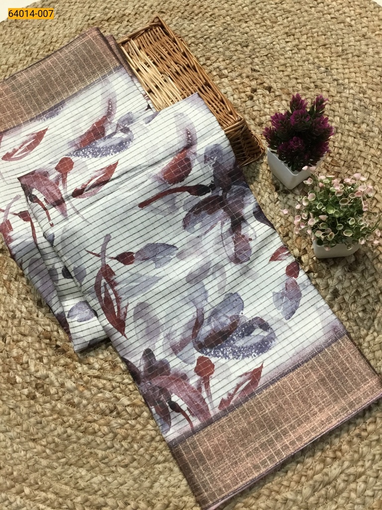 [64014-007] Fancy Printed Silk Saree (64014-007)