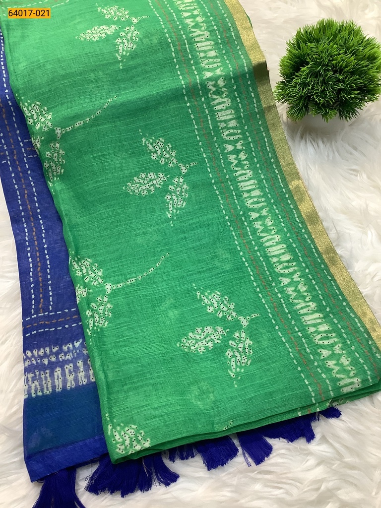 [64017-021] Fancy Linen Cotton Silk Blended Saree (64017-021)