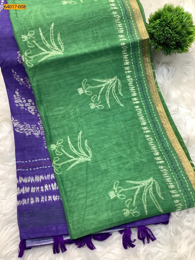 Fancy Linen Cotton Silk Blended Saree