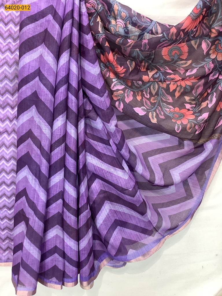 Linen cotton printed sarees