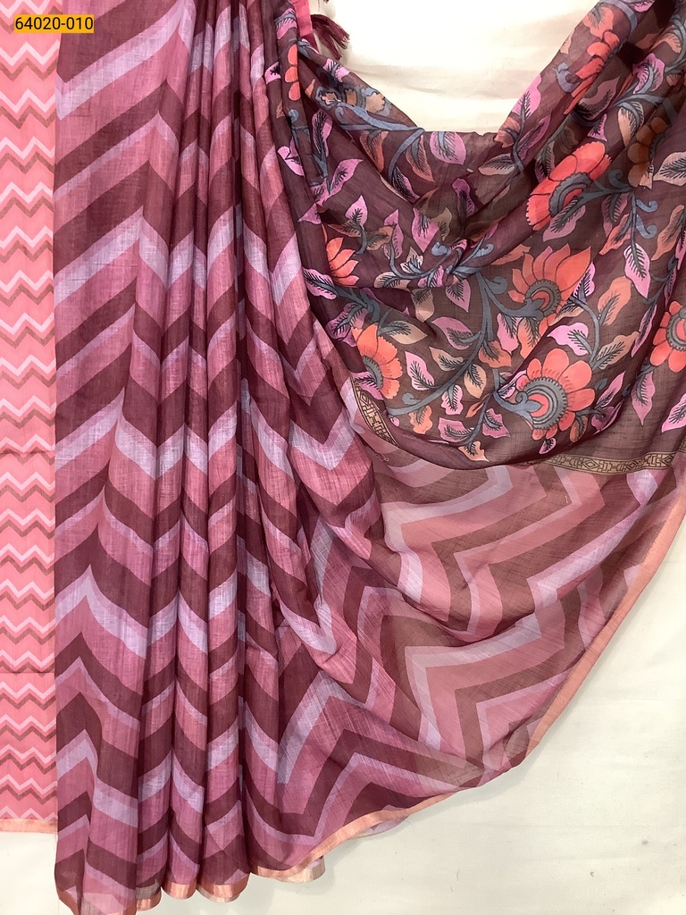 Linen cotton printed sarees