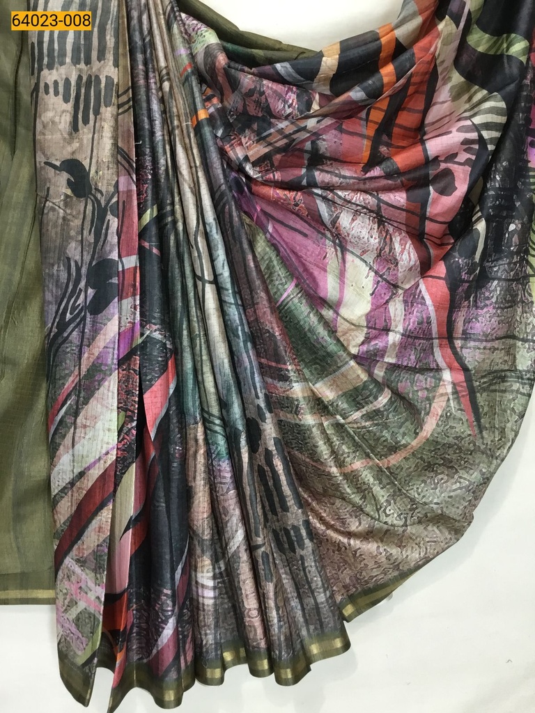 [64023-008] chanderi fancy silk eco printed sarees
