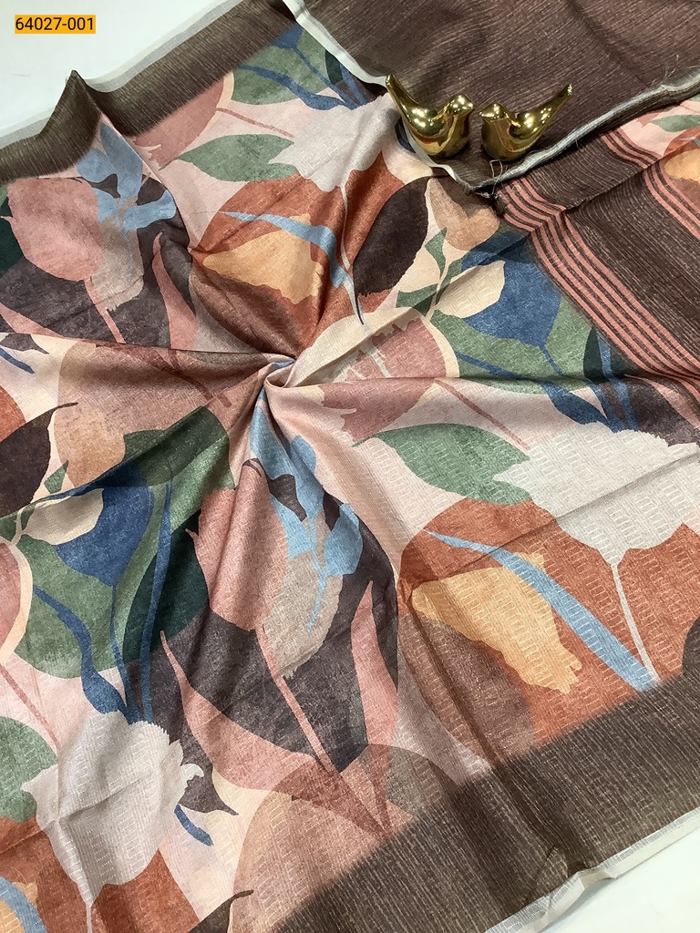 Chanderi fancy cotton digital printed Saree