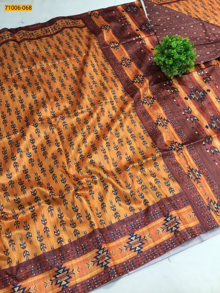 [71006-068] Kalamkari Soft Linen Silk Saree (71006-068)