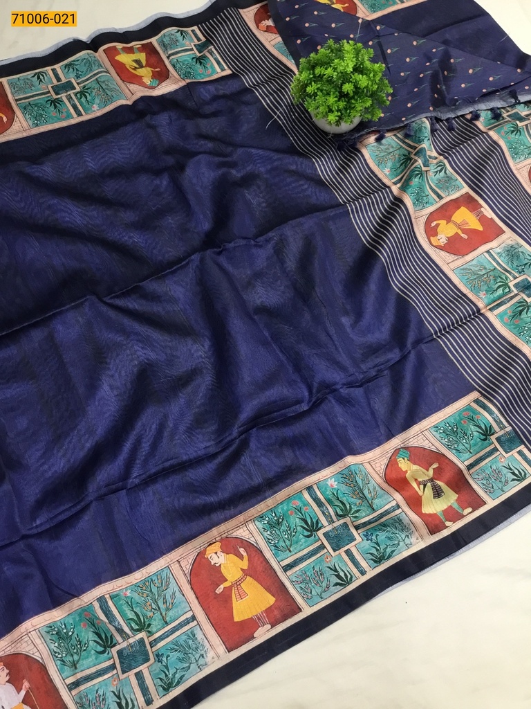 Kalamkari Soft Linen Silk Saree