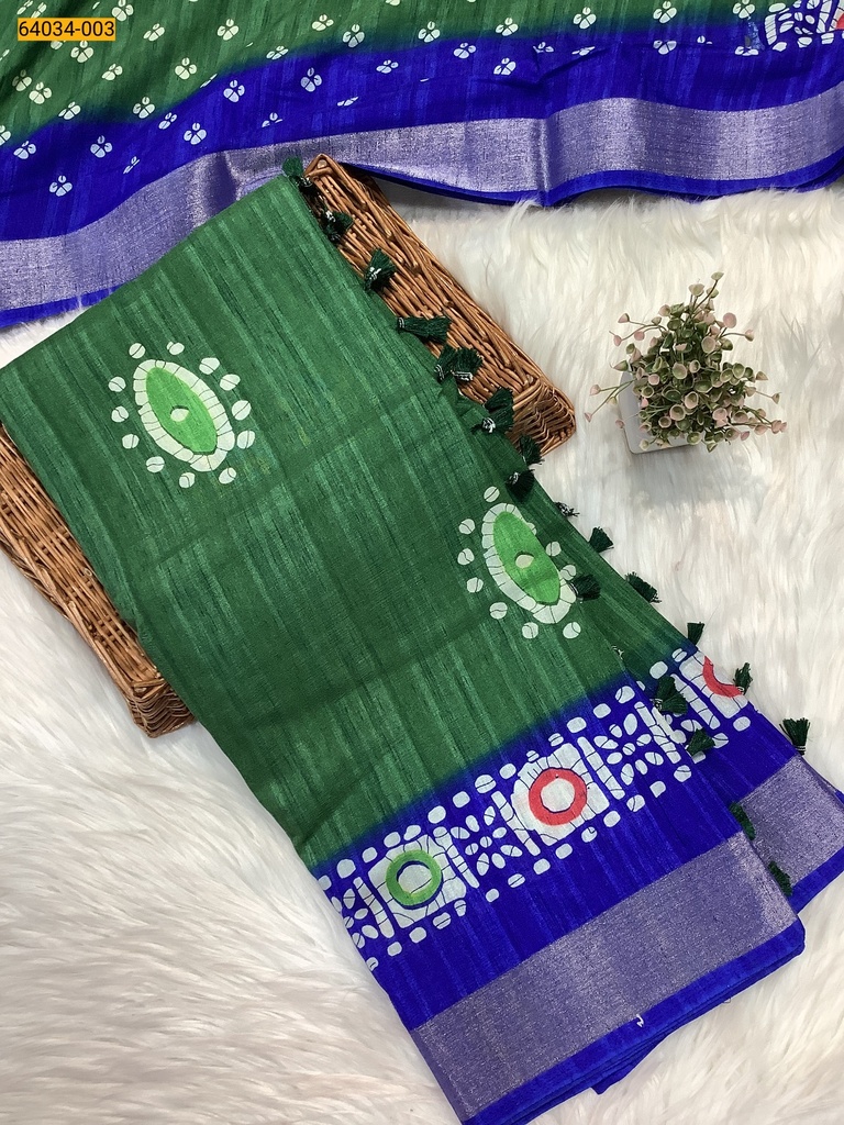 [64034-003] Linen slub soft cotton sarees