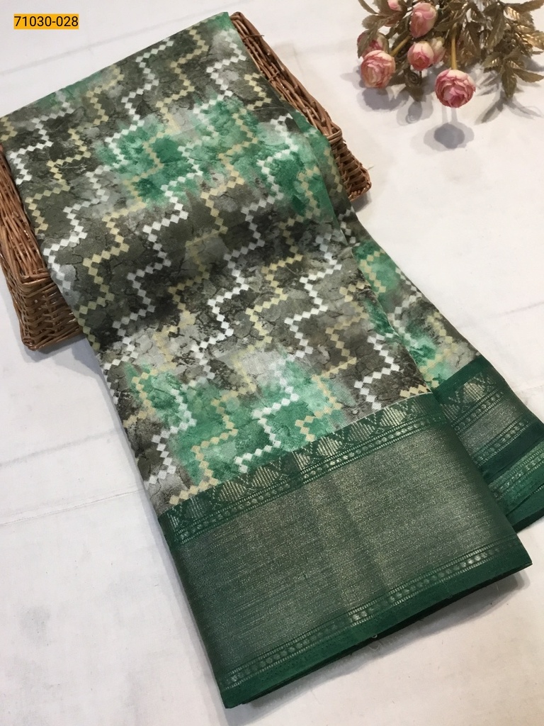 [71030-028] Digital Print Fancy Linen Cotton Saree