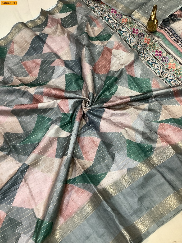 [64040-011] Fancy Chanderi silk printed sarees (64040-011)
