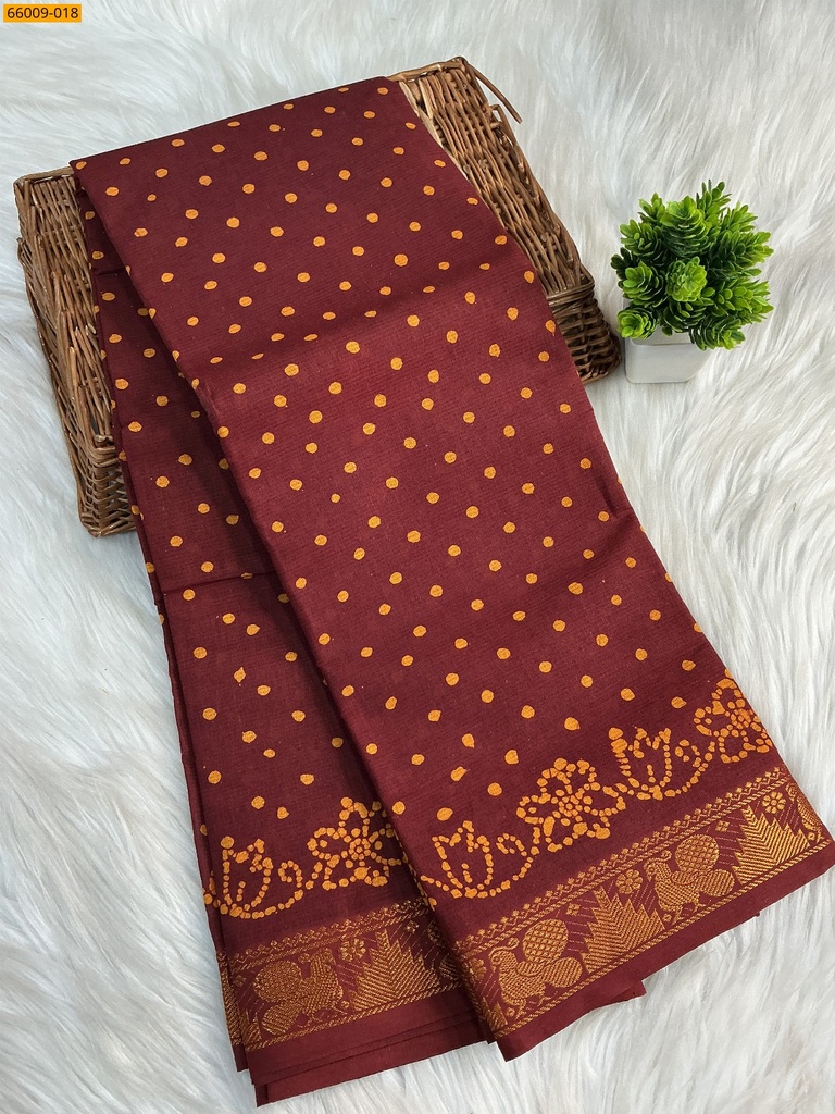 [66009-018] Sungudi Cotton dot printed saree (66009-018)
