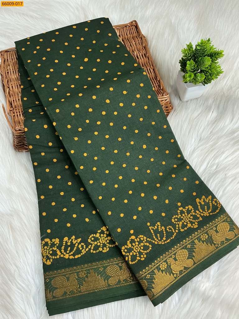 Sungudi Cotton dot printed saree