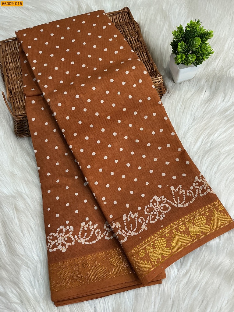 Sungudi Cotton dot printed saree