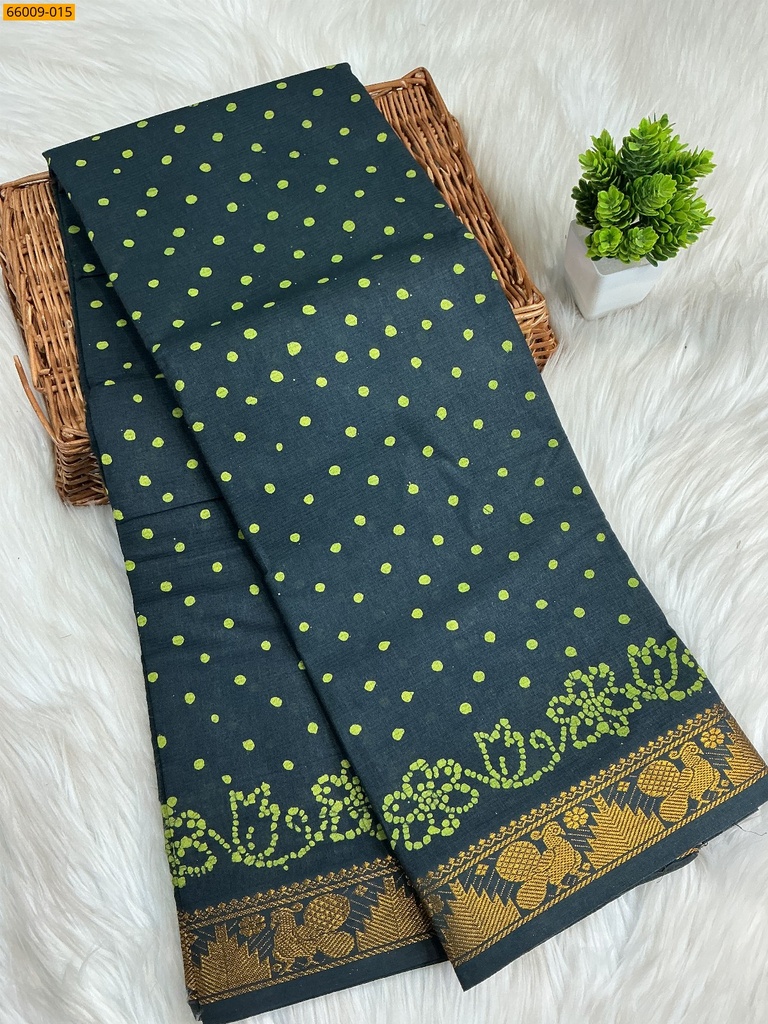Sungudi Cotton dot printed saree