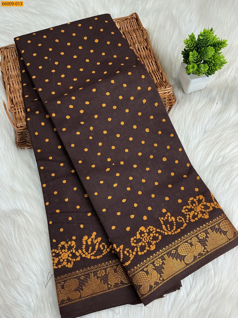 Sungudi Cotton dot printed saree