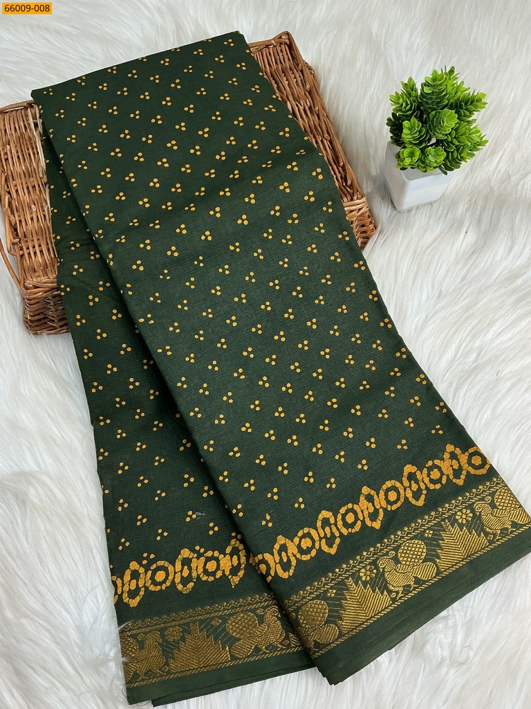 Sungudi Cotton dot printed saree