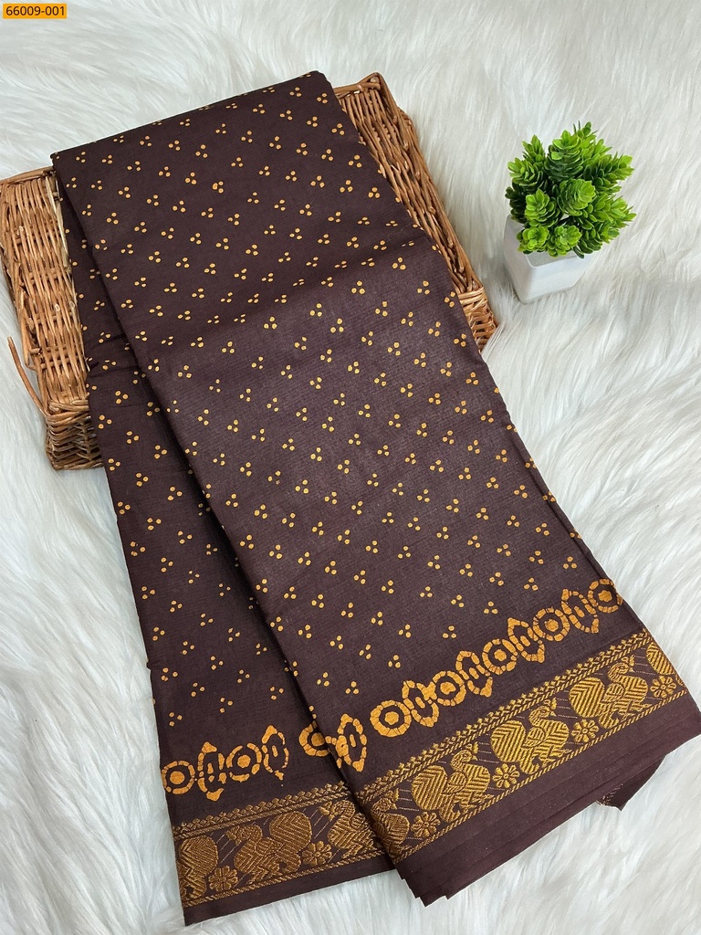 Sungudi Cotton dot printed saree