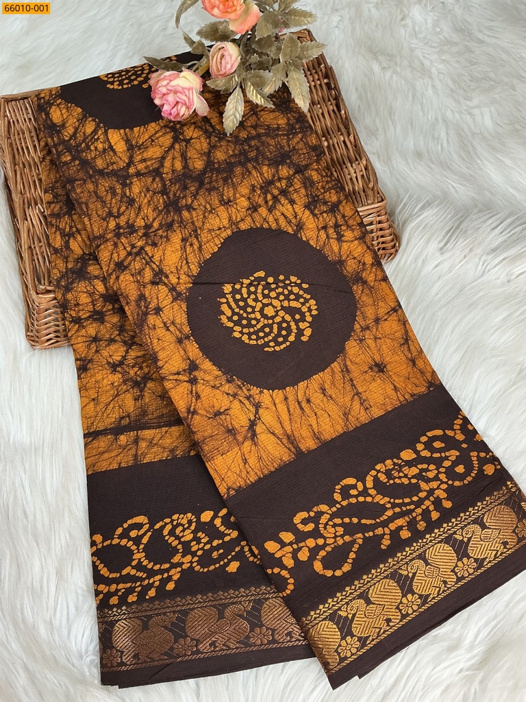 [66010-001] Sungudi Cotton wax printed saree