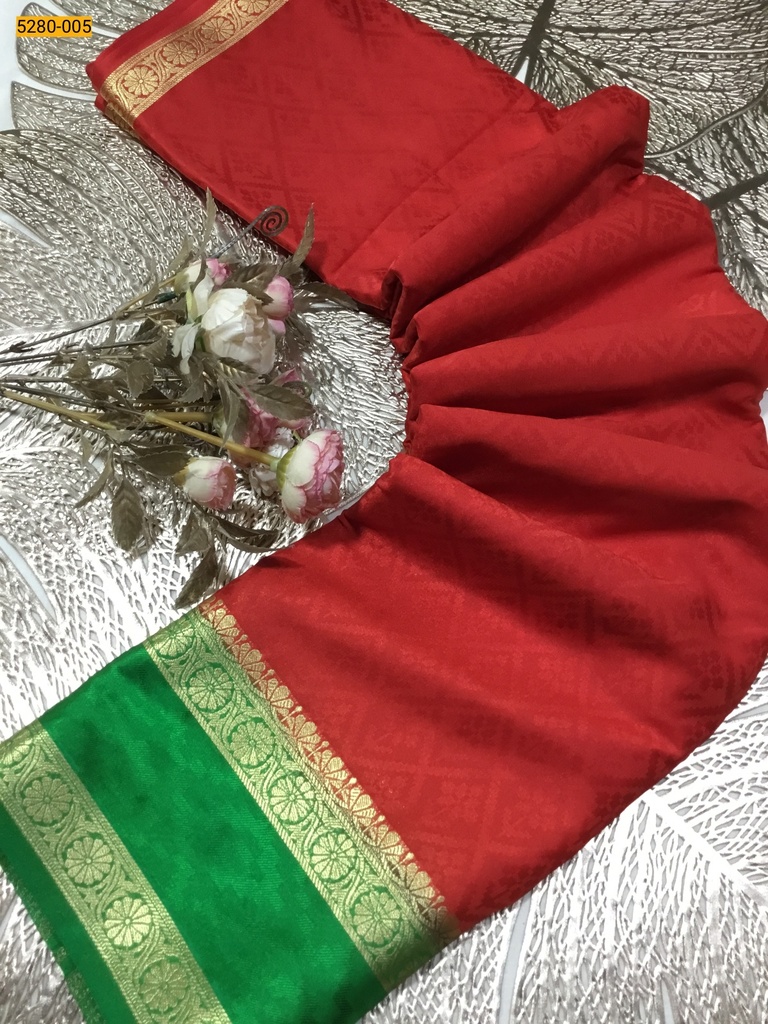 [5280-005] Embossed Mysore Silk Fancy Saree