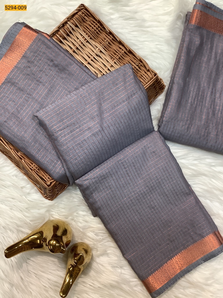 [5294-009] Fancy Mysore Crepe Silk Checked Saree