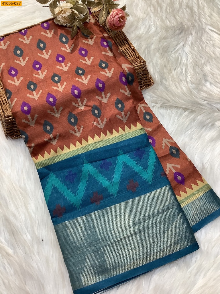 [41005-087] Pochampally Printed Dola Silk Saree (41005-087)