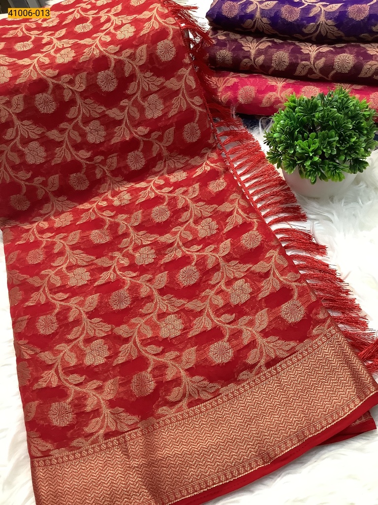 [41006-013] Georgette Crepe Silk Saree (41006-013)