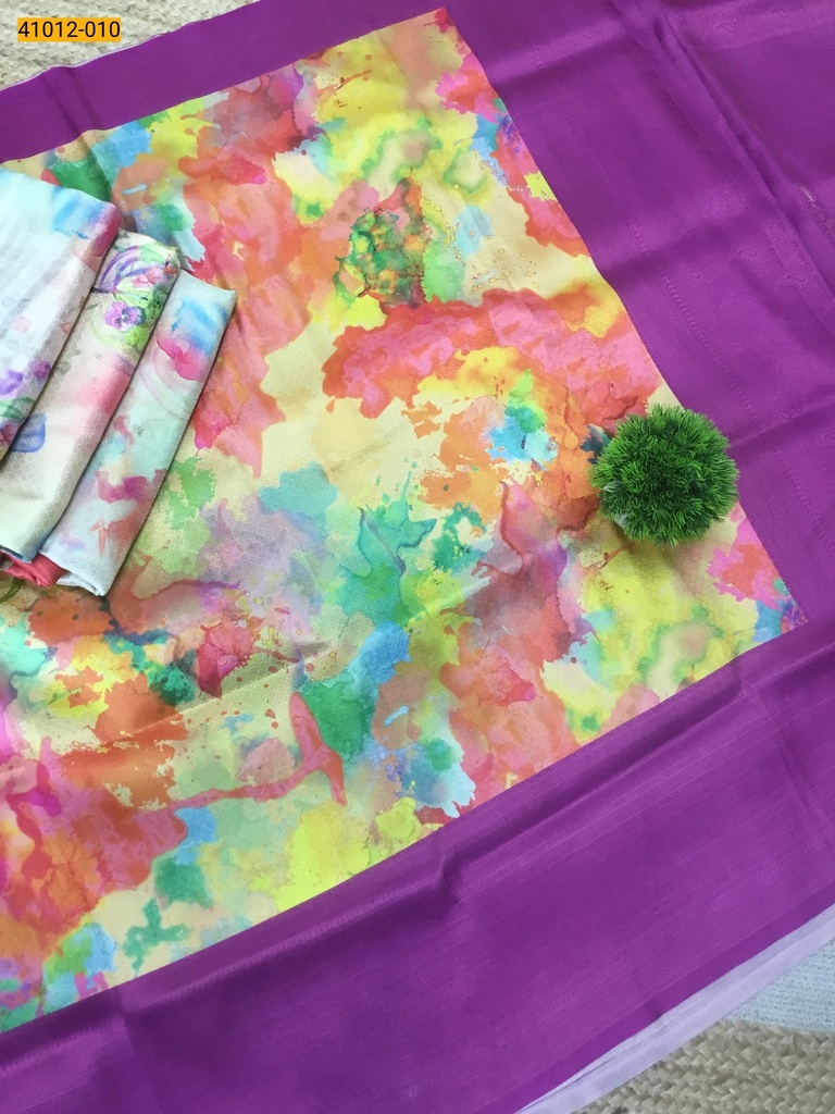 Digital Print Banarasi Soft Silk Saree